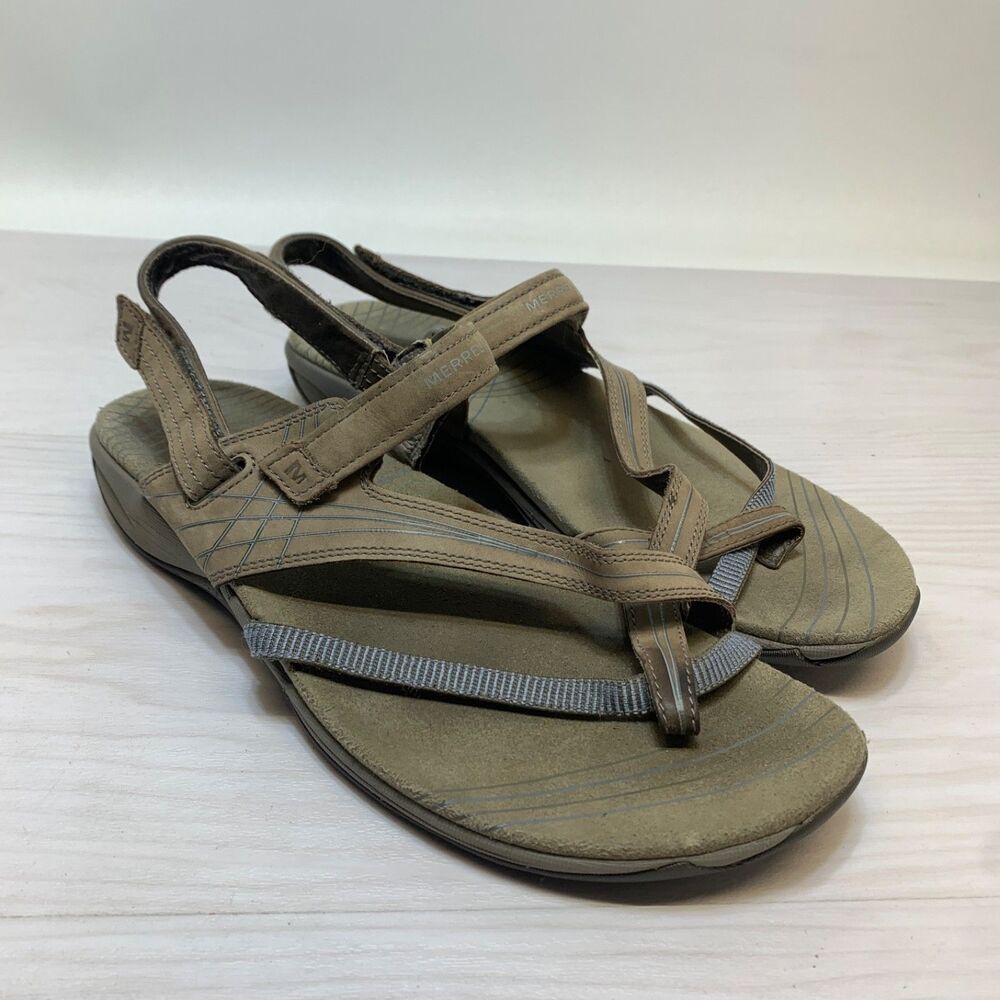 Merrell Womens Freesia Bungee J36670 Brown Strappy Sandals Toe Loop Size‎ 11